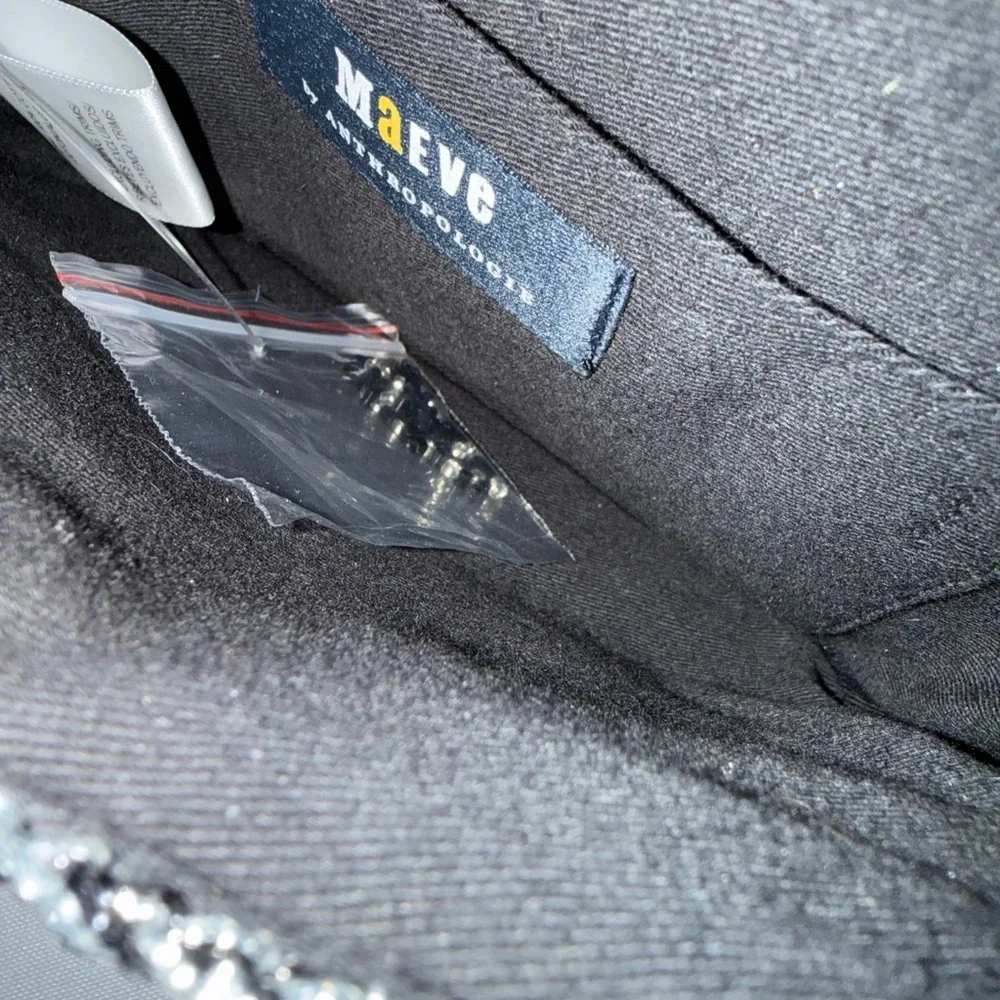 Anthropologie Maeve Fiona Crochet Beaded Bag Black & Silver - Picture 11 of 12